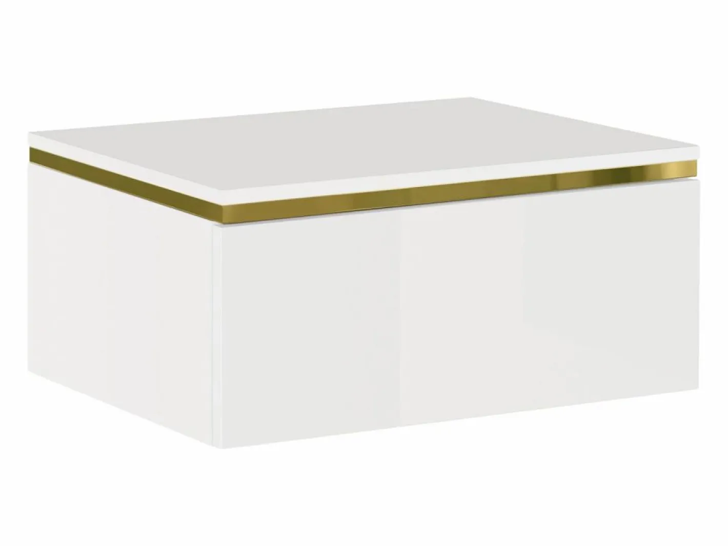 Mesita de noche suspendida con 1 cajón brillante y dorado - VUKIA de Pascal Morabito^Vente-unique Outlet