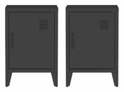Sweeek Mesita industrial con 1 puerta, set de 2 Negro Outlet