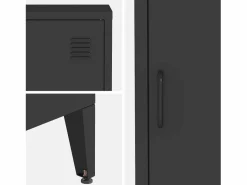 Sweeek Mesita industrial con 1 puerta, set de 2 Negro Outlet