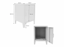Sweeek Mesita industrial con 1 puerta, set de 2 Negro Outlet