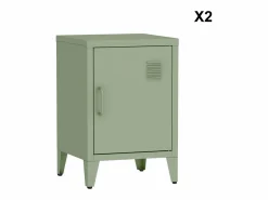 Sweeek Muebles Niño|Mesita industrial con 1 puerta, set de 2