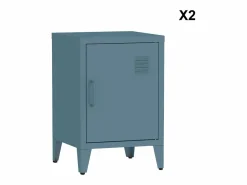 Sweeek Muebles Niño|Mesita industrial con 1 puerta, set de 2 gris