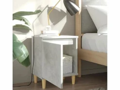 Clicnbuy Mesita noche con patas madera maciza hormigón 40x30x50 cm Gris Clearance