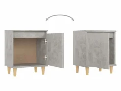 Clicnbuy Mesita noche con patas madera maciza hormigón 40x30x50 cm Gris Clearance