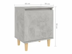 Clicnbuy Mesita noche con patas madera maciza hormigón 40x30x50 cm Gris Clearance