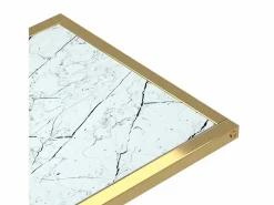 vidaxl Mesita ordenador vidrio transparente blanco mármol 50x35x65cm Blanco / Dorado