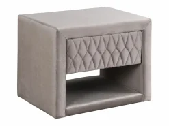 Vente-unique Mesitas de noche Conjunto de 2 con 1 cajón y 1 hueco Terciopelo - DANIELE Beige Discount