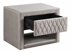 Vente-unique Mesitas de noche Conjunto de 2 con 1 cajón y 1 hueco Terciopelo - DANIELE Beige Discount
