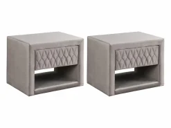 Vente-unique Mesitas de noche Conjunto de 2 con 1 cajón y 1 hueco Terciopelo - DANIELE Beige Discount