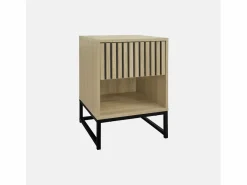Sweeek Mesitas de noche contemporáneas con 1 cajón, set de 2 natural Marru00f3n Hot