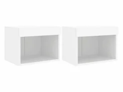 Mesitas de noche de pared con luces LED 2 unidades^Clicnbuy Outlet