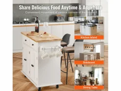 Mueble Camarera|Mesón de Cocina con Ruedas SucceBuy, 90cm, Armario Rodante de Estorage con Cajón y Soporte,