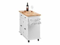 Mueble Camarera|Mesón de Cocina con Ruedas SucceBuy, 90cm, Armario Rodante de Estorage con Cajón y Soporte,