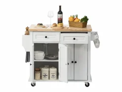 Mueble Camarera|Mesón de Cocina con Ruedas SucceBuy, 90cm, Armario Rodante de Estorage con Cajón y Soporte,