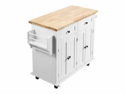 Mueble Camarera|Mesón de Cocina con Ruedas SucceBuy, 90cm, Armario Rodante de Estorage con Cajón y Soporte,