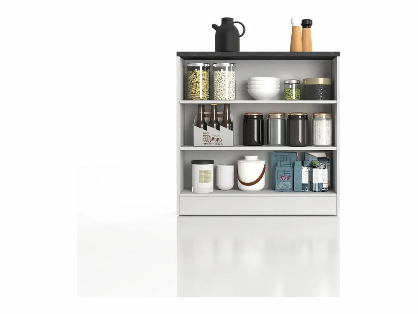 Meuble estantería de cocina Sole con 3 estantes brillo y report 90x90x25 cm^ Clearance