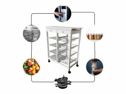 Meyvaser - Carro de cocina verdulero Doble con 4 Cestas 4 Baldas Y 2 Cajones Color 85 x 67 x 37 Cm^ Hot