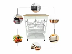 Meyvaser - Carro de Cocina de Cocina con Ruedas con 4 cestas extraíbles 4 bandejas y 2 cajones Oporto 8 Color 87x 67 x 37 Cm^ Hot