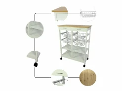 Meyvaser - Carro de Cocina de Cocina con Ruedas con 4 cestas extraíbles 4 bandejas y 2 cajones Oporto 8 Color 87x 67 x 37 Cm^ Hot