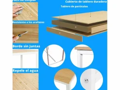 Mesa De Ordenador|Meyvaser - Mesa de Escritorio 120 Cm de ancho con patas de Metal y tapa de madera 58x74x120 Cm