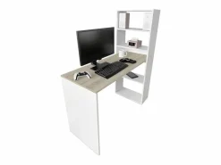 Meyvaser - Mesa de Ordenador,Mesa Escritorio con Estanteria Reversible, Medidas: 122 cm (Ancho) x 50 cm (Fondo) x140 cm (Alto) Color y Cambrian^ Hot