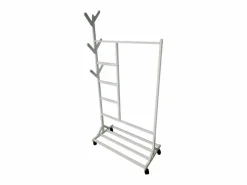 Burro Para Ropa|Meyvaser - Vestidor portatil, Perchero portátil con ruedas de 180x100x35 Cm y 6 Ganchos en madera color .