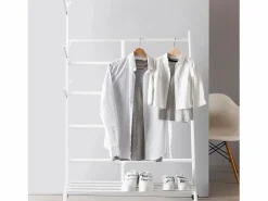 Burro Para Ropa|Meyvaser - Vestidor portatil, Perchero portátil con ruedas de 180x100x35 Cm y 6 Ganchos en madera color .