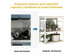 Meyvaser Estantería de Cocina, Unidad de Cocina con estantes, Marco de Metal , Estante Industrial para microondas 50x30x71,5 Cm^ Hot