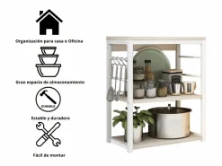 Meyvaser Estantería de Cocina, Unidad de Cocina con estantes, Marco de Metal , Estante Industrial para microondas 50x30x71,5 Cm^ Hot