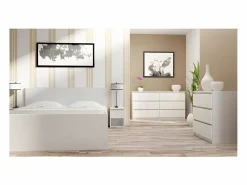 TOPESHOP MILAN - Cómoda grande para dormitorio de 6 cajones - 30x120x77cm - Estilo escandinavo - Almacenamiento Blanco