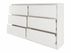 TOPESHOP MILAN - Cómoda grande para dormitorio de 6 cajones - 30x120x77cm - Estilo escandinavo - Almacenamiento Blanco