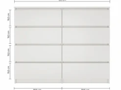 TOPESHOP MILÁN | Cómoda contemporánea para dormitorio/salón/oficina 40x120x97 | 8 cajones deslizantes | Unidad de almacenamiento | Armario Blanco New