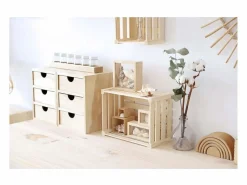 Astigarraga Mini bloque de almacenamiento en pino crudo con cajones 6 cajones M2 Beige New