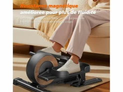 MERACH Mini elíptica para casa, pedales grandes, silenciosa, 8 niveles de resistencia, pantalla LCD, ideal para mayores Negro