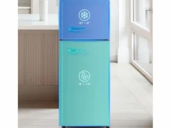 Electrodomésticos De Frío|Mini nevera retro, 92 L en total, 28 L en congelador, 64 L en frigorífico, clase energética D, LED, diseño retro, color (105,5 x 41 x 45,5 cm)