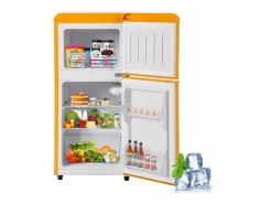 Electrodomésticos De Frío|Mini nevera retro, 60 L en total, 22 L en congelador, 38 L en frigorífico, clase energética E, LED, diseño retro, (88,8 x 45,5 x 42,5 cm)