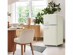 Electrodomésticos De Frío|Mini nevera retro, 72 L en total, 21 L en congelador, 51 L en frigorífico, Clase energética E, LED, Diseño retro, (45 x 44 x 91 cm)