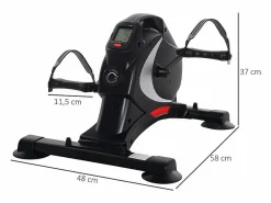 Bicicleta Estática|Mini pedaleador silencioso con 8 niveles de resistencia magnética, acero, negro (58 x 48 x 37 cm)