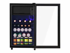 Mini refrigerador de 76 L, congelador de 6 L + refrigerador de 70 L, 5 niveles de temperatura, LED, R600a, acero inoxidable, (40 x 43,5 x 71,6 cm) Negro Best