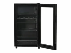 Mini refrigerador de 76 L, congelador de 6 L + refrigerador de 70 L, 5 niveles de temperatura, LED, R600a, acero inoxidable, (40 x 43,5 x 71,6 cm) Negro Best