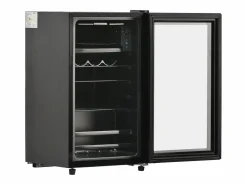 Mini refrigerador de 76 L, congelador de 6 L + refrigerador de 70 L, 5 niveles de temperatura, LED, R600a, acero inoxidable, (40 x 43,5 x 71,6 cm) Negro Best