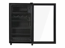 Mini refrigerador de 76 L, congelador de 6 L + refrigerador de 70 L, 5 niveles de temperatura, LED, R600a, acero inoxidable, (40 x 43,5 x 71,6 cm) Negro Best