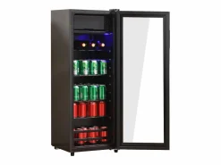 Electrodomésticos De Frío|Mini refrigerador de 128 L, congelador de 8 L + refrigerador de 120 L, 7 niveles de temperatura, LED, R600a, acero inoxidable, (40 x 43,5 x 110 cm)