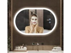 Mirror de baño LED Light 50x70cm, 3 temperaturas de color Montaje de pared, espejo multifunción inteligente^DripeX Outlet