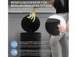 ML-DESIGN Cubo De Basura Para Cocina|Cubo de basura inteligente con sensor de movimiento 30L papelera redonda con apertura y cierre automática de acero con pantalla LED