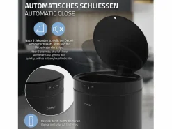 ML-DESIGN Cubo De Basura Para Cocina|Cubo de basura inteligente con sensor de movimiento 30L papelera redonda con apertura y cierre automática de acero con pantalla LED
