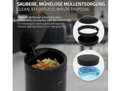 ML-DESIGN Cubo De Basura Para Cocina|Cubo de basura inteligente con sensor de movimiento 40L papelera redonda con apertura y cierre automática de acero con pantalla LED