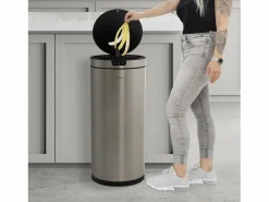 ML-DESIGN Cubo De Basura Para Cocina|Cubo de basura inteligente con sensor de movimiento 40L papelera redonda con apertura y cierre automática de acero con pantalla LED