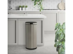 ML-DESIGN Cubo De Basura Para Cocina|Cubo de basura inteligente con sensor de movimiento 40L papelera redonda con apertura y cierre automática de acero con pantalla LED