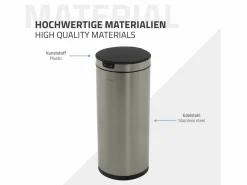 ML-DESIGN Cubo De Basura Para Cocina|Cubo de basura inteligente con sensor de movimiento 40L papelera redonda con apertura y cierre automática de acero con pantalla LED